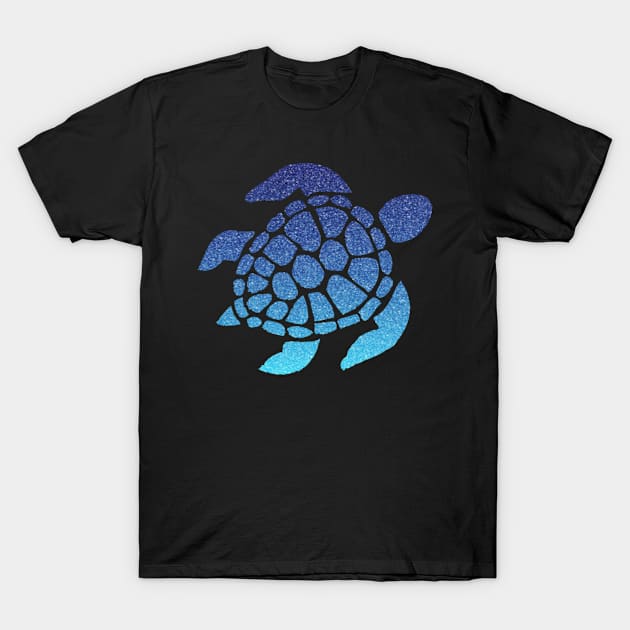 Blue Ombre Faux Glitter Turtle T-Shirt by Felicity-K